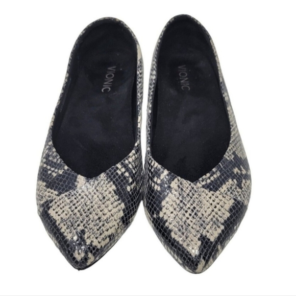 VIONIC Caballo Snake Slip On Flats Point Toe Comfort Orthopedic Shoes - Picture 4 of 11